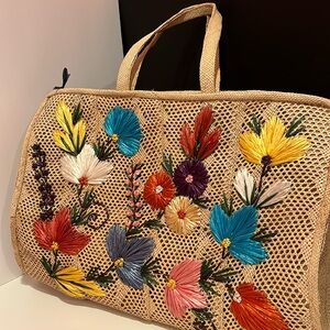 Vintage Raffia and Straw Oversized Vacation Beach Tote